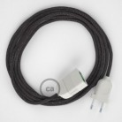 Alargador eléctrico con cable textil RL03 Efecto Seda Glitter Gris 2P 10A Made in Italy.