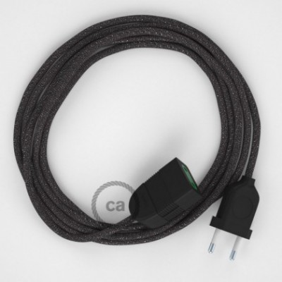 Alargador eléctrico con cable textil RL03 Efecto Seda Glitter Gris 2P 10A Made in Italy.