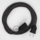 Alargador eléctrico con cable textil RL03 Efecto Seda Glitter Gris 2P 10A Made in Italy.