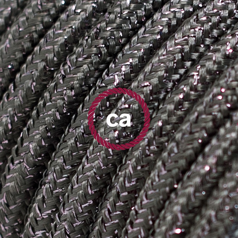 Alargador eléctrico con cable textil RL03 Efecto Seda Glitter Gris 2P 10A Made in Italy.