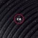 Alargador eléctrico con cable textil RL04 Efecto Seda Glitter Negro 2P 10A Made in Italy.