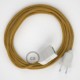 Alargador eléctrico con cable textil RL05 Efecto Seda Glitter Dorado 2P 10A Made in Italy.