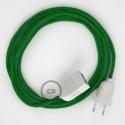 Alargador eléctrico con cable textil RL06 Efecto Seda Glitter Verde 2P 10A Made in Italy.