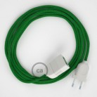 Alargador eléctrico con cable textil RL06 Efecto Seda Glitter Verde 2P 10A Made in Italy.