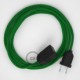 Alargador eléctrico con cable textil RL06 Efecto Seda Glitter Verde 2P 10A Made in Italy.