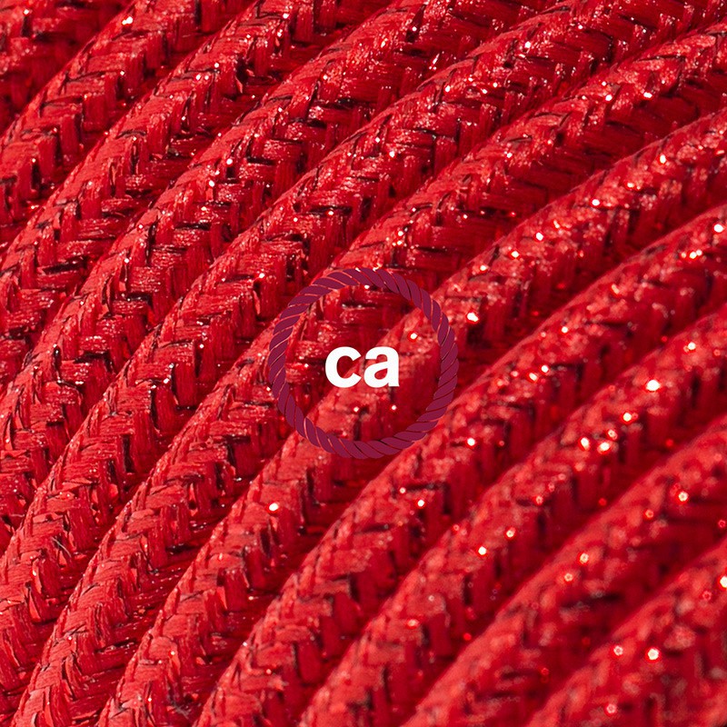 Alargador eléctrico con cable textil RL09 Efecto Seda Glitter Rojo 2P 10A Made in Italy.