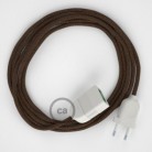 Alargador eléctrico con cable textil RL13 Efecto Seda Glitter Marrón 2P 10A Made in Italy.
