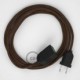 Alargador eléctrico con cable textil RL13 Efecto Seda Glitter Marrón 2P 10A Made in Italy.