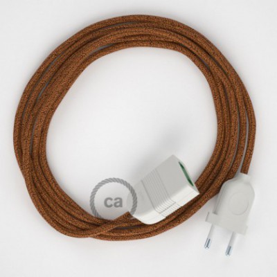 Alargador eléctrico con cable textil RL22 Efecto Seda Glitter Cobre 2P 10A Made in Italy.