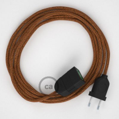 Alargador eléctrico con cable textil RL22 Efecto Seda Glitter Cobre 2P 10A Made in Italy.