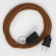 Alargador eléctrico con cable textil RL22 Efecto Seda Glitter Cobre 2P 10A Made in Italy.