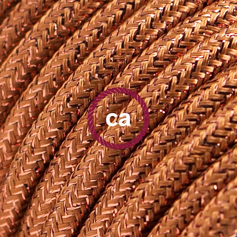 Alargador eléctrico con cable textil RL22 Efecto Seda Glitter Cobre 2P 10A Made in Italy.