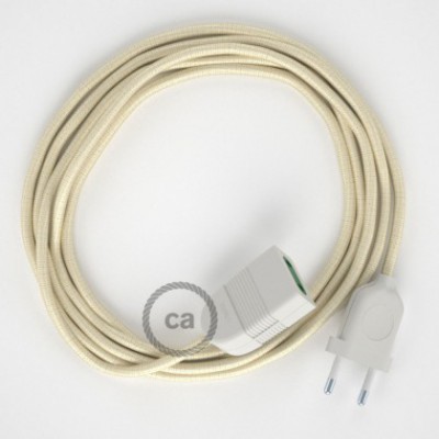 Alargador eléctrico con cable textil RM00 Efecto Seda Marfil 2P 10A Made in Italy.