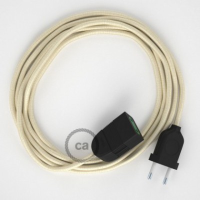 Alargador eléctrico con cable textil RM00 Efecto Seda Marfil 2P 10A Made in Italy.
