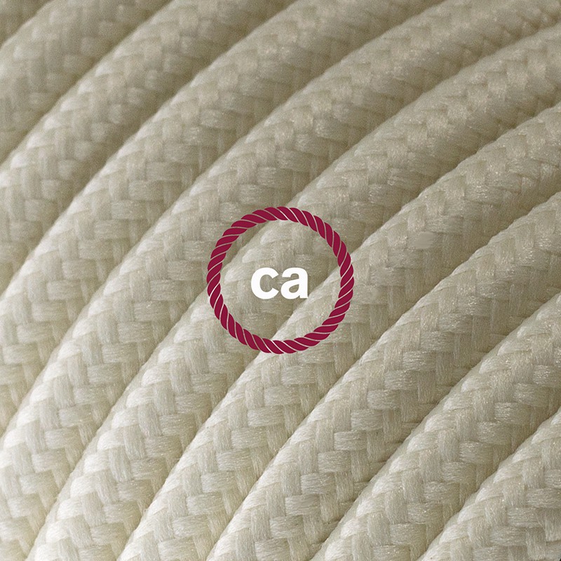 Alargador eléctrico con cable textil RM00 Efecto Seda Marfil 2P 10A Made in Italy.
