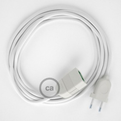 Alargador eléctrico con cable textil RM01 Efecto Seda Blanco 2P 10A Made in Italy.