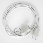 Alargador eléctrico con cable textil RM01 Efecto Seda Blanco 2P 10A Made in Italy.