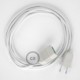 Alargador eléctrico con cable textil RM01 Efecto Seda Blanco 2P 10A Made in Italy.
