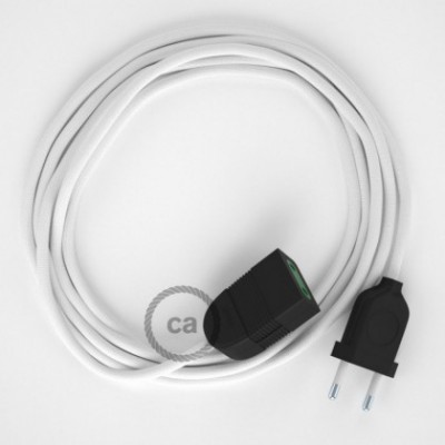 Alargador eléctrico con cable textil RM01 Efecto Seda Blanco 2P 10A Made in Italy.