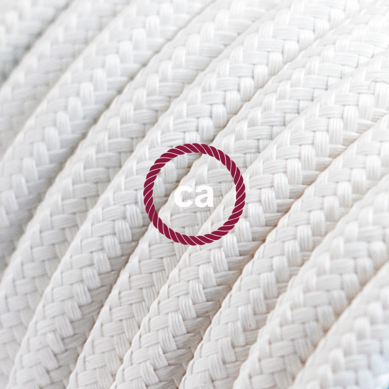 Alargador eléctrico con cable textil RM01 Efecto Seda Blanco 2P 10A Made in Italy.
