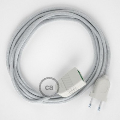Alargador eléctrico con cable textil RM02 Efecto Seda Plateado 2P 10A Made in Italy.