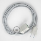 Alargador eléctrico con cable textil RM02 Efecto Seda Plateado 2P 10A Made in Italy.