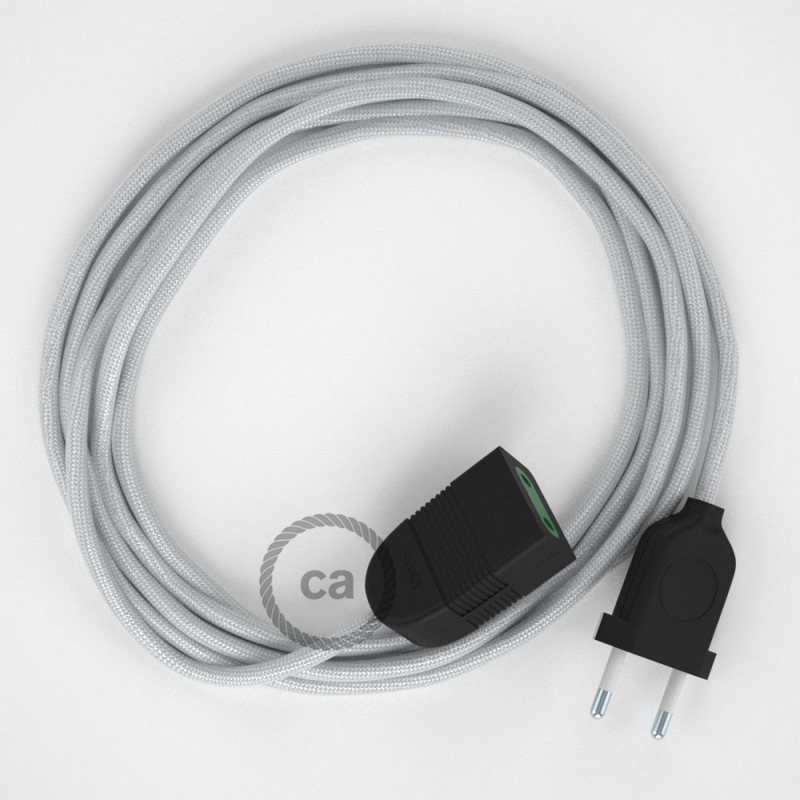 Alargador eléctrico con cable textil RM02 Efecto Seda Plateado 2P 10A Made in Italy.