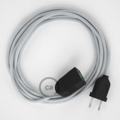 Alargador eléctrico con cable textil RM02 Efecto Seda Plateado 2P 10A Made in Italy.