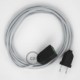 Alargador eléctrico con cable textil RM02 Efecto Seda Plateado 2P 10A Made in Italy.