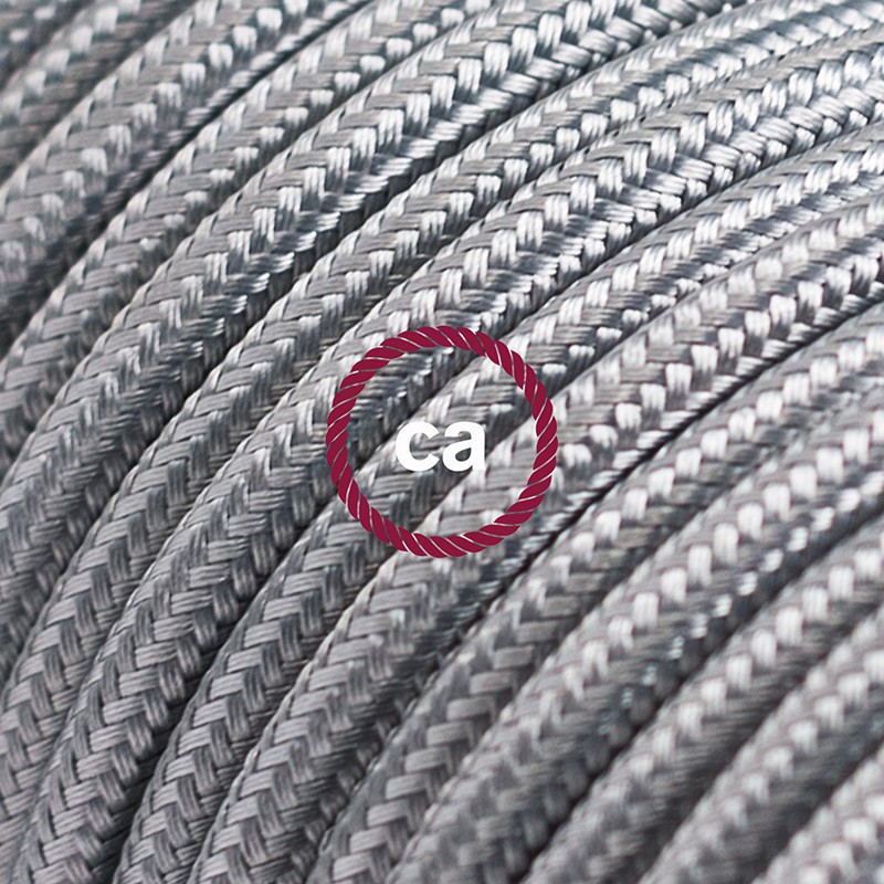 Alargador eléctrico con cable textil RM02 Efecto Seda Plateado 2P 10A Made in Italy.