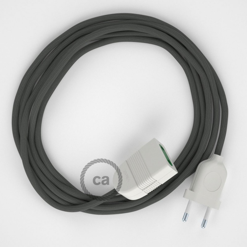 Alargador eléctrico con cable textil RM03 Efecto Seda Gris 2P 10A Made in Italy.