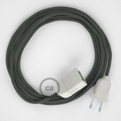 Alargador eléctrico con cable textil RM03 Efecto Seda Gris 2P 10A Made in Italy.