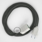 Alargador eléctrico con cable textil RM03 Efecto Seda Gris 2P 10A Made in Italy.