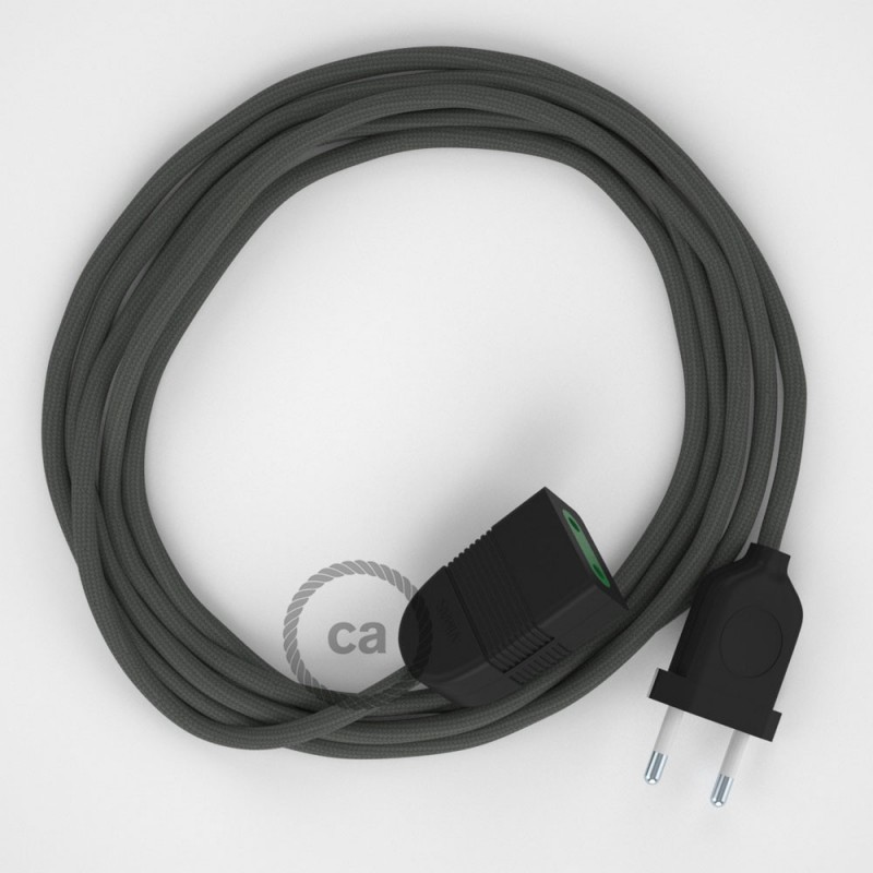 Alargador eléctrico con cable textil RM03 Efecto Seda Gris 2P 10A Made in Italy.
