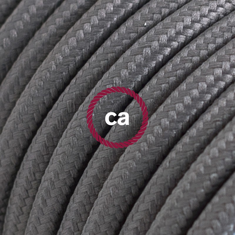 Alargador eléctrico con cable textil RM03 Efecto Seda Gris 2P 10A Made in Italy.