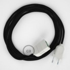 Alargador eléctrico con cable textil RM04 Efecto Seda Negro 2P 10A Made in Italy.