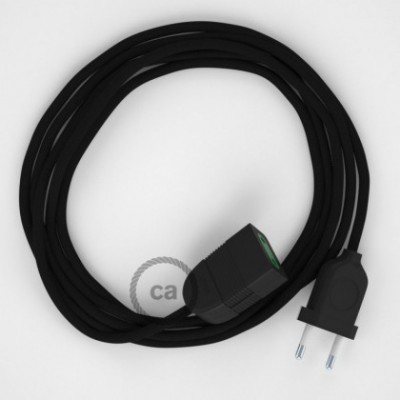 Alargador eléctrico con cable textil RM04 Efecto Seda Negro 2P 10A Made in Italy.