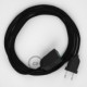 Alargador eléctrico con cable textil RM04 Efecto Seda Negro 2P 10A Made in Italy.