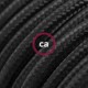 Alargador eléctrico con cable textil RM04 Efecto Seda Negro 2P 10A Made in Italy.