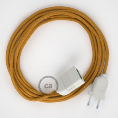 Alargador eléctrico con cable textil RM05 Efecto Seda Dorado 2P 10A Made in Italy.