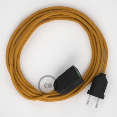 Alargador eléctrico con cable textil RM05 Efecto Seda Dorado 2P 10A Made in Italy.