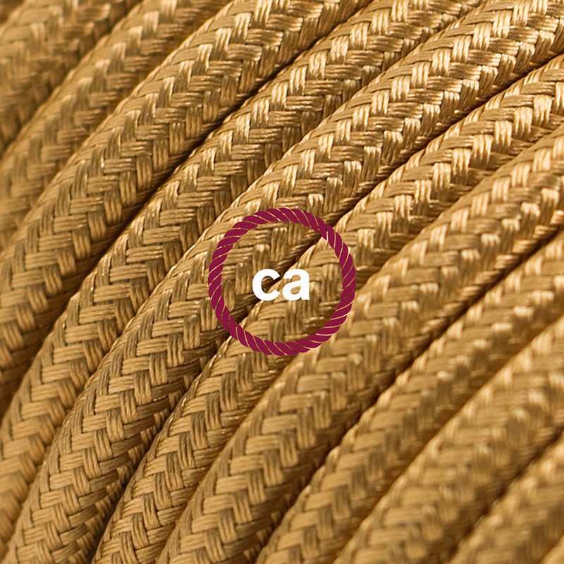 Alargador eléctrico con cable textil RM05 Efecto Seda Dorado 2P 10A Made in Italy.