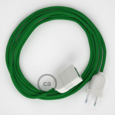 Alargador eléctrico con cable textil RM06 Efecto Seda Verde 2P 10A Made in Italy.