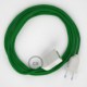 Alargador eléctrico con cable textil RM06 Efecto Seda Verde 2P 10A Made in Italy.