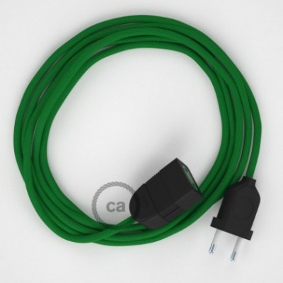 Alargador eléctrico con cable textil RM06 Efecto Seda Verde 2P 10A Made in Italy.