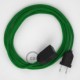 Alargador eléctrico con cable textil RM06 Efecto Seda Verde 2P 10A Made in Italy.