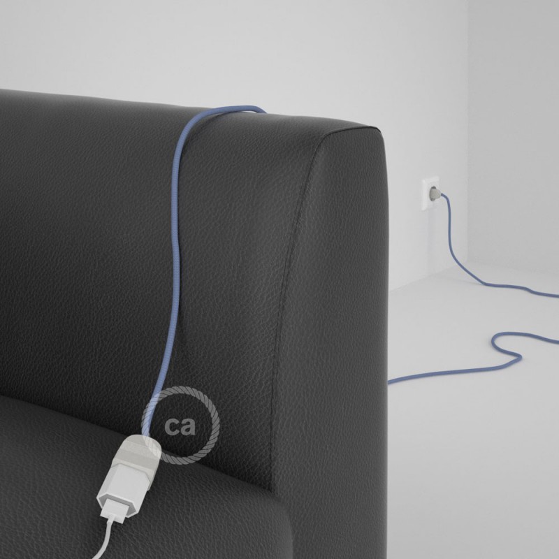 Alargador eléctrico con cable textil RM07 Efecto Seda Lila 2P 10A Made in Italy.