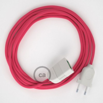 Alargador eléctrico con cable textil RM08 Efecto Seda Fuchsia 2P 10A Made in Italy.
