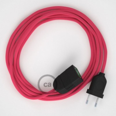 Alargador eléctrico con cable textil RM08 Efecto Seda Fuchsia 2P 10A Made in Italy.