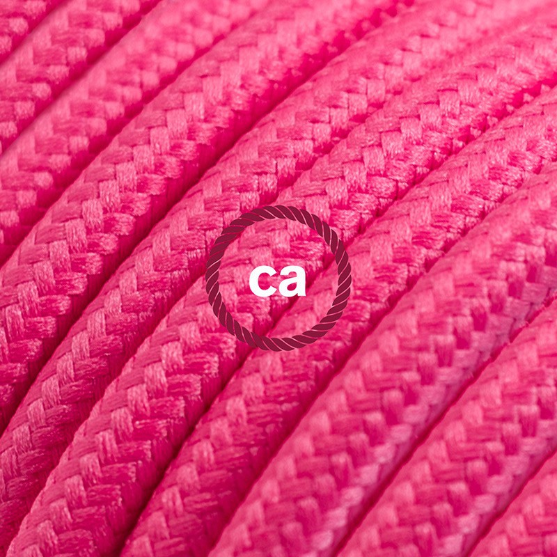 Alargador eléctrico con cable textil RM08 Efecto Seda Fuchsia 2P 10A Made in Italy.